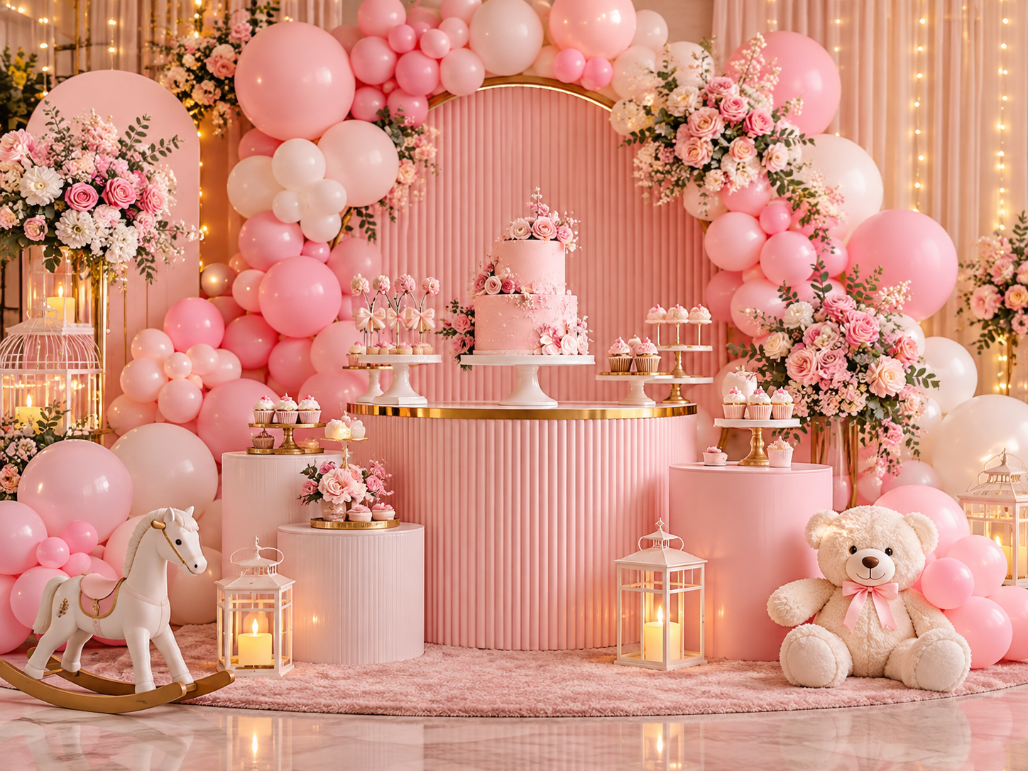 Pink girls birthday decoration